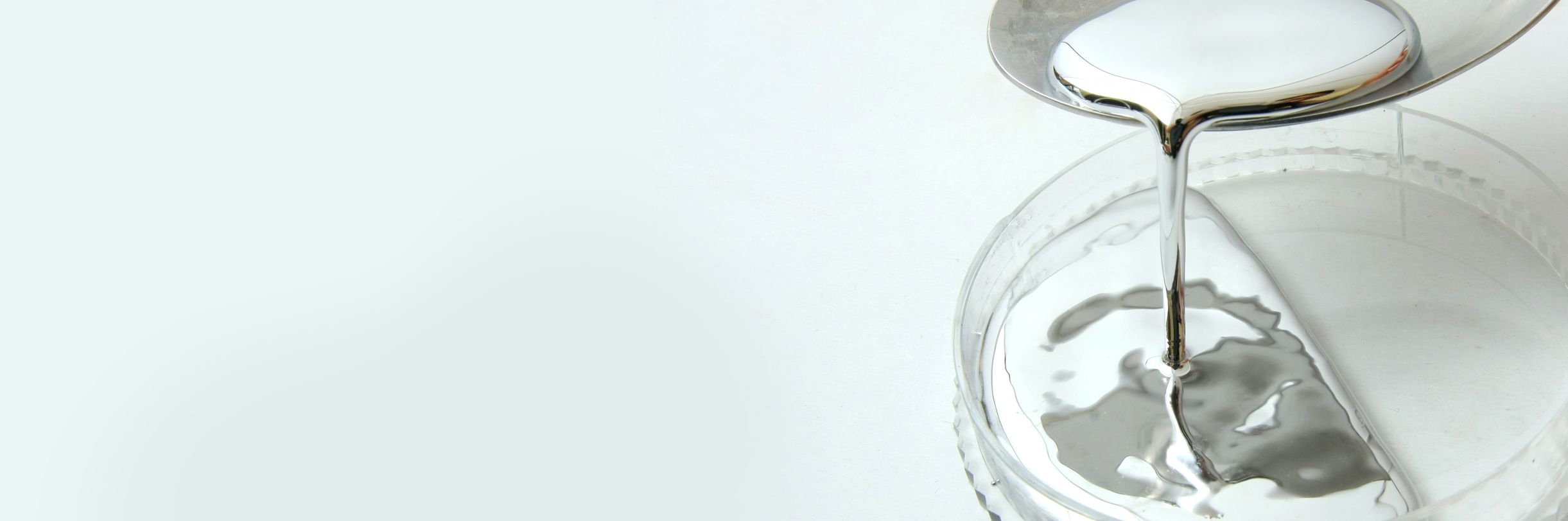 liquid mercury in a petri dish